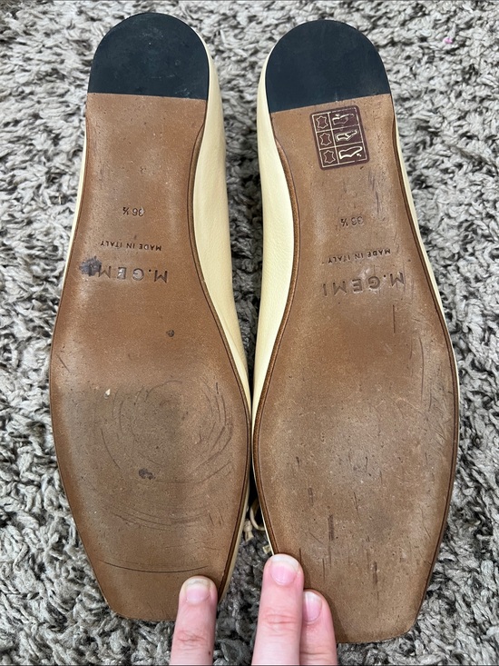 M. Gemi Butter Yellow Leather Ballet Flats with Bow Trim Size 6.5 / 36.5